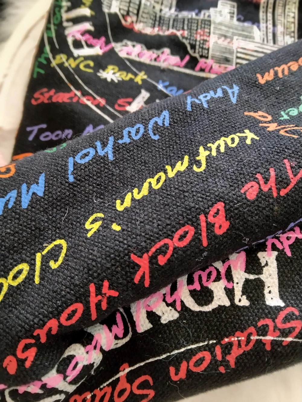 Pittsburgh Skyline Graphic Tote - Black with Rainbow Script - Picture 6 of 8
